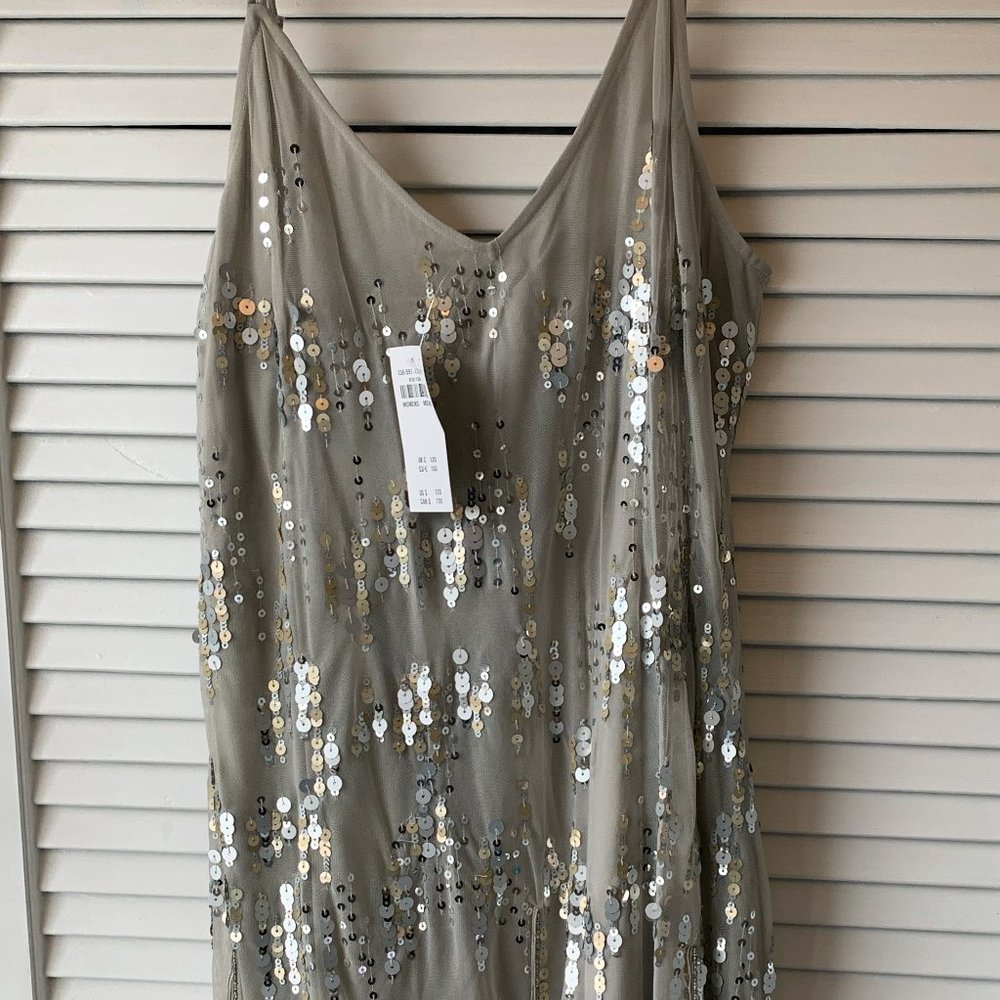 Abercrombie and Fitch Sequin Slip Dress Silver NWT